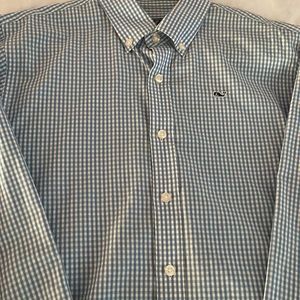 BOYS VINEYARD VINES XL 20 BUTTON DOWN DRESS SHIRT EUC BARELY WORN BLUE GINGHAM